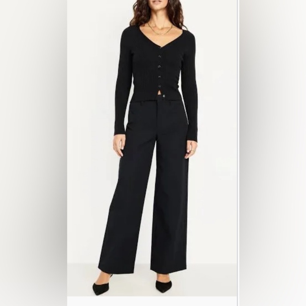 Old‎ Navy High Rise Pixie Wide Leg Pull On Pants S stretch Black